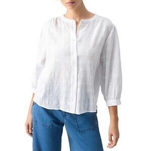 Sanctuary The Femme Shirt Women's XS White Round Neck Button Front Closures~